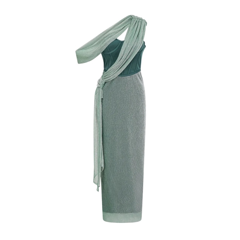 Elegant One-Shoulder Green Dress